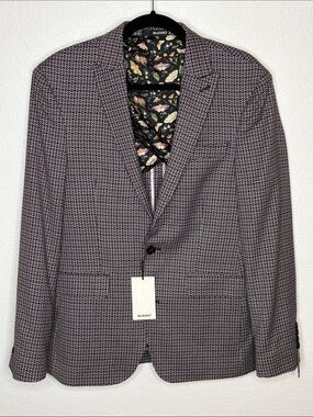 Murano Plantsmen Collection Plum & Black Geometric Print Blazer Size Medium NWT